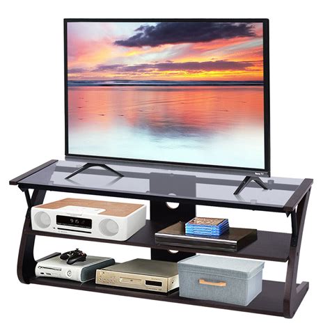 Costway 3 Tier Tempered Glass Top Tv Stand Entertainment Center Media