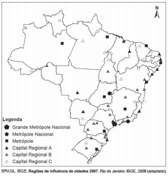 Questões ENEM de Geografia Hierarquia urbana Qconcursos