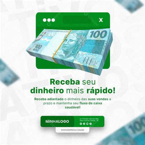 Receba Seu Dinheiro Mais Rápido Financiamento Social Media Psd Editável