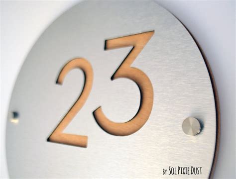 Modern House Numbers Round Alucobond With Blue Acrylic Etsy