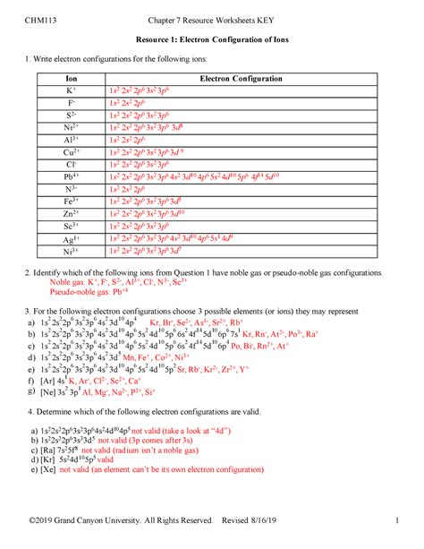 w311 Electron Configuration Worksheet | PDF - Worksheets Library