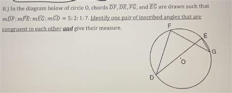 Solved In The Diagram Below Of Circle O Chords Overline Df