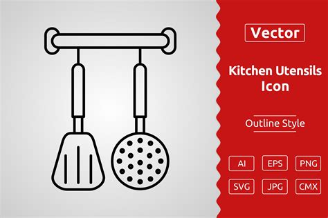 Vector Kitchen Utensils Outline Icon Graphic by Muhammad Atiq ...