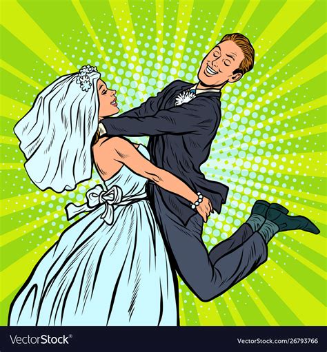 Wedding Happy Loving Bride And Groom Woman Vector Image