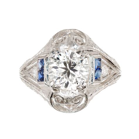 Egl Certified 63 Carat Diamond Platinum Art Deco Engagement Ring For