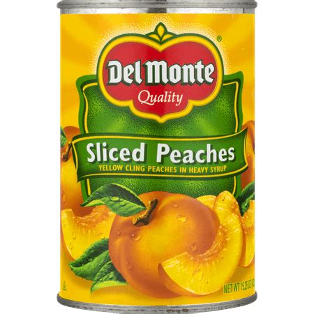 Del Monte Canned Fruit Sliced Yellow Cling Peaches in Heavy Syrup 15.25 oz Canned peaches ...