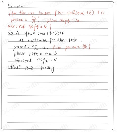 Solved Identify The Sine Function With The Given Attributes Amplitude