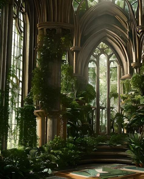 Las Ruinas De Una Iglesia Con Una Planta Verde Que Crece Fuera De Ella