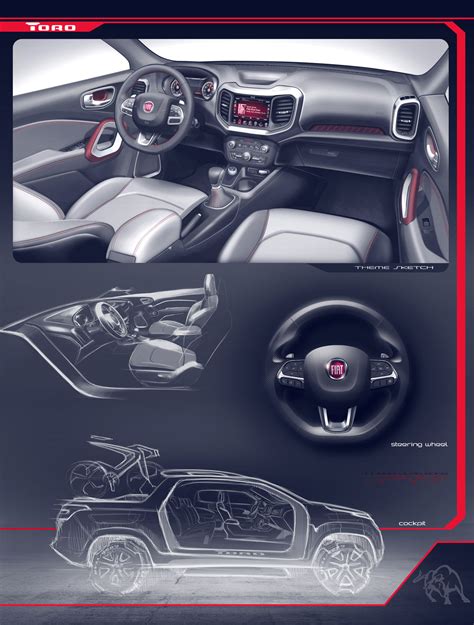 Fiat Toro - Interior Design Sketch Renders Board by Juliano Villas Boas - Car Body Design