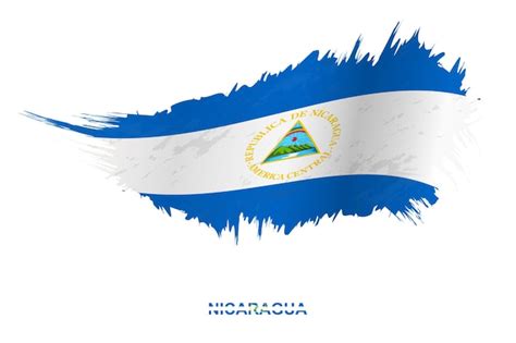 Bandeira Da Nicarágua Em Estilo Grunge Com Efeito De Ondulação Bandeira De Pincelada De Vetor