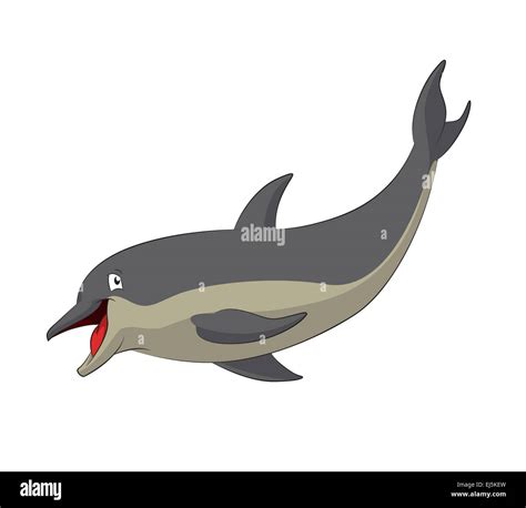 Vector image of funny cartoon smiling dolphin Stock Photo - Alamy