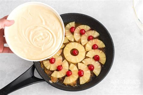 Pineapple Upside Down Cake In A Cast Iron Skillet Amandas Cookin Cake And Cupcakes