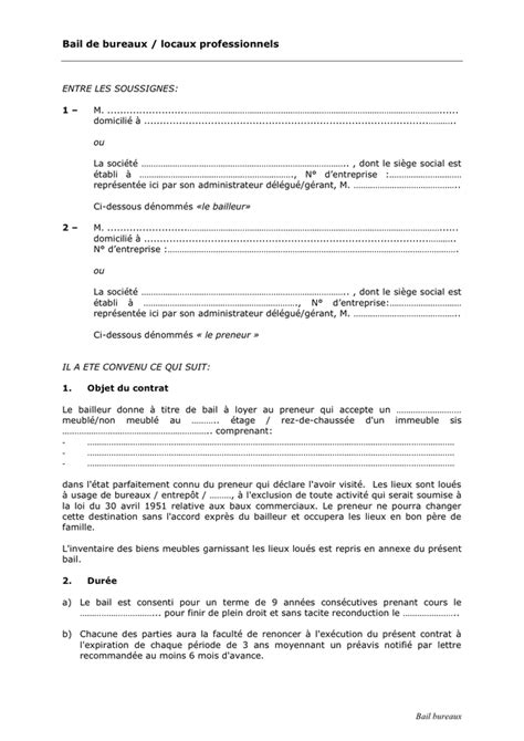 Mod Le De Bail T L Chargement Gratuit Documents Pdf Word Et Excel