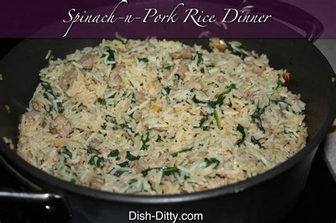 Spinach Pork And Rice Dinner Recipe Dish Ditty