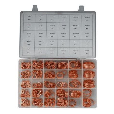 568pcs 30 Sizes Metric Copper Flat Ring Washer Gaskets Assortment Set