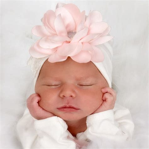 Newborn Girl Take Home Outfit Ivory Layette Gown Cap With Blush