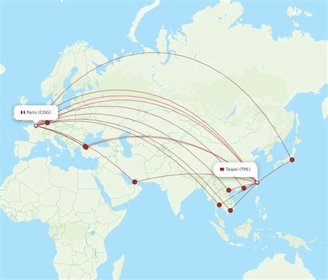 All Flight Routes From Paris To Taipei Cdg To Tpe Flight Routes