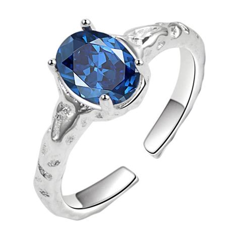 HMPEAIIY Fun Rings For Women Colorful Design Irregular Micro Paved Blue