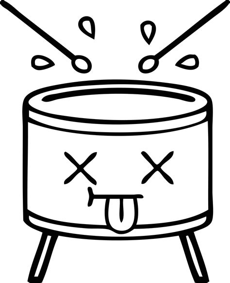 line drawing cartoon drum 8310902 Vector Art at Vecteezy