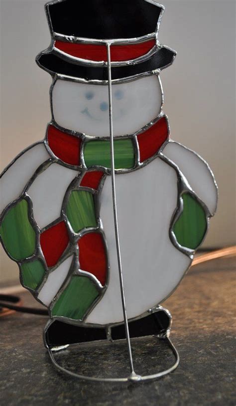 Snowman Suncatcher Etsy Stained Glass Ornaments Stained Glass