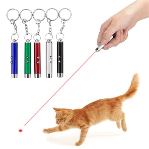 5pcs 2 In 1 Cat Pet Toy Red Laser Light LED Pointer Pen Torch