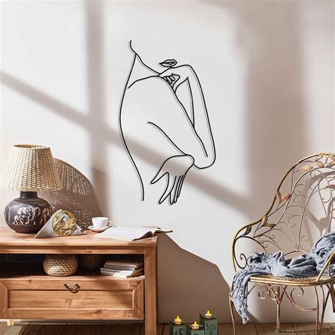 Minimalist Line Art Naked Woman Wall Art Metal Wall Etsy