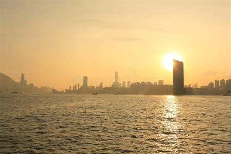 The Sunset Of Victoria Harbour Hong Kong 5 June 2012 Stock Photo