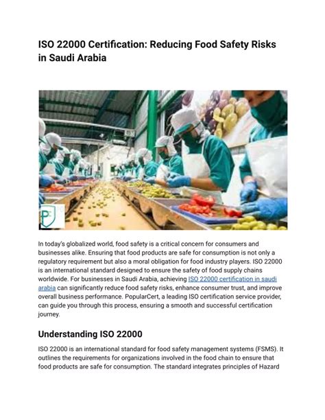 Ppt Iso Certification Reducing Food Safety Risks In Saudi