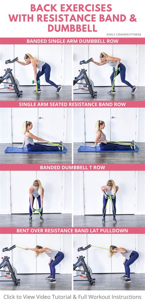 Back Exercises with Resistance Band & Dumbbell | Resistance workout ...