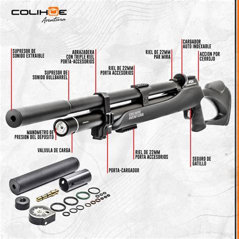 Rifle Pcp Fox Mod M Custom Plus Inflador Pcp Premium Colihue