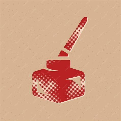 Premium Vector Ink Pot Icon With Brush Halftone Style With Grunge