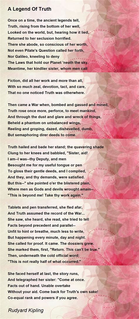 A Legend Of Truth A Legend Of Truth Poem By Rudyard Kipling