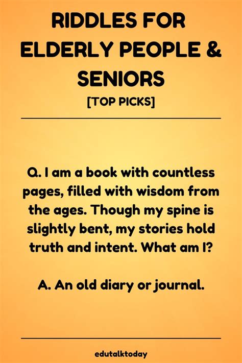 90 Riddles for Elderly People and Seniors - EduTalkToday