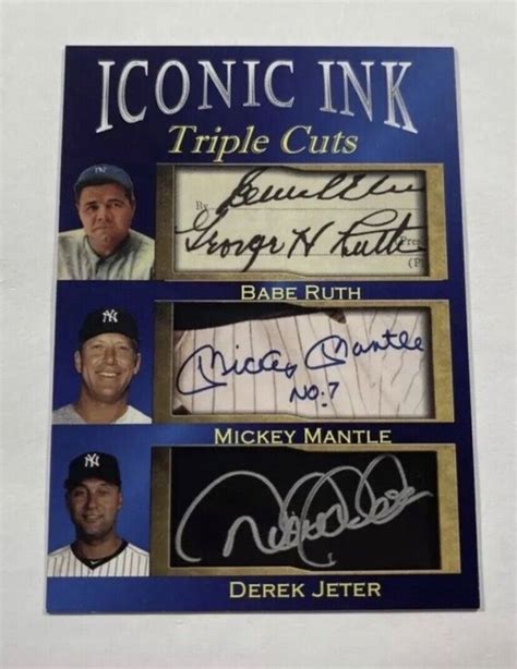 Babe Ruth Mickey Mantle Derek Jeter Facsimile Autograph Auto Iconic Ink