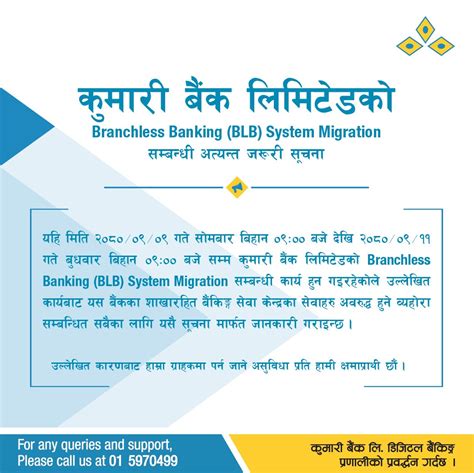 कुमारी बैंकको शाखा रहित बैंकिङ सेवा २ दिन अवरुद्ध हुने Bfis News