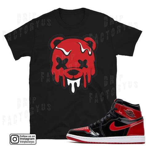 Jordan 1 Patent Bred T Shirt Drip Teddy Bear Sneaker Tee Sneaker