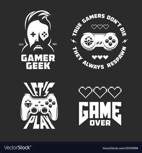 Retro Video Games Related T Shirt Design Set Vector Image