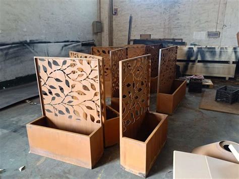 Modern Design Metal Decorative Trellis Corten Steel Trough Planter Box