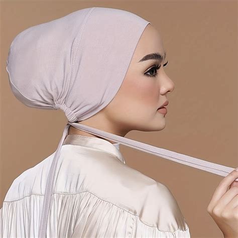 Elastic Adjustable Turban Inner Cap Solid Color Hijab Head Wraps