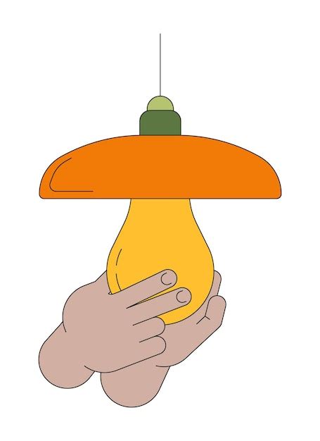 Installation D une Ampoule Dans Une Lampe Illustration Linéaire Des