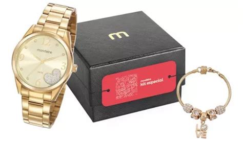 Reloj De Pulsera Mondaine Feminino Dourado Kit Rel Gio Dourado Feminino