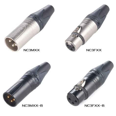 NEUTRIK Three Pin Connector XLR Plug Gold Plated Silver NC3MXX Male