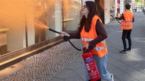 Climate Activists Spray Paint Luxury Shops In Berlin Last Generation