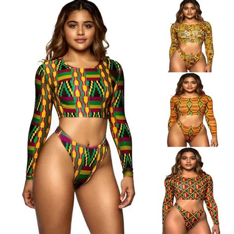 Aliexpress Buy African Swimwear Thong Bikini Set Long Sleeve