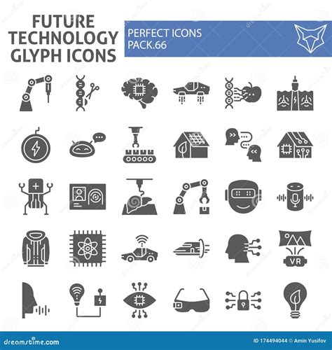 Future Technology Glyph Icon Set Innovation Symbols Collection Vector Sketches Logo