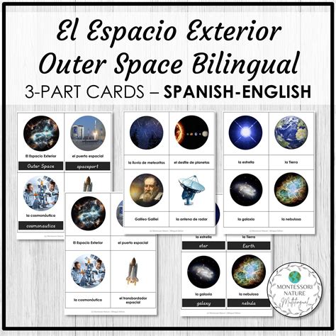 El Espacio Exterior Outer Space Spanish Bilingual 3 Part Cards