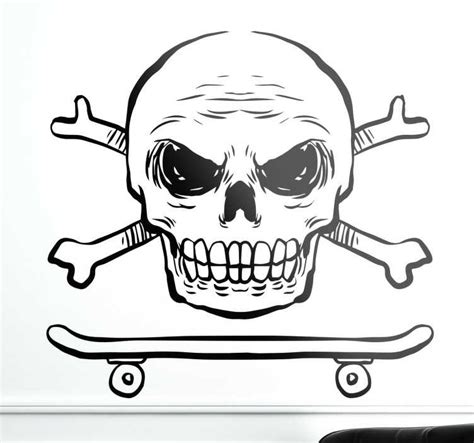 Muursticker Skateboard Doodshoofd Tenstickers