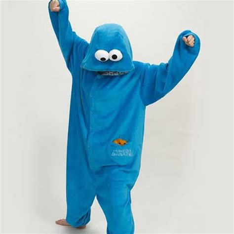 New Adult Cookie Monster Pajamas Sleepsuit Sleepwear Pyjamas Unisex ...