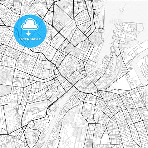 Nice Bright Vector Map Of Copenhagen Denmark With Fine Structures For