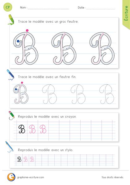 Apprendre à écrire La Lettre B Majuscule En Cursive